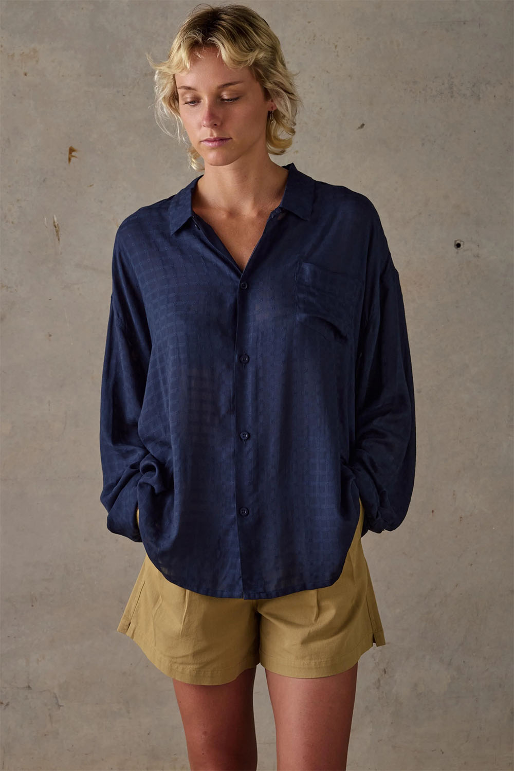 McTavish - Aloe Vera Long Sleeve Shirt - Dark Blue - Profile