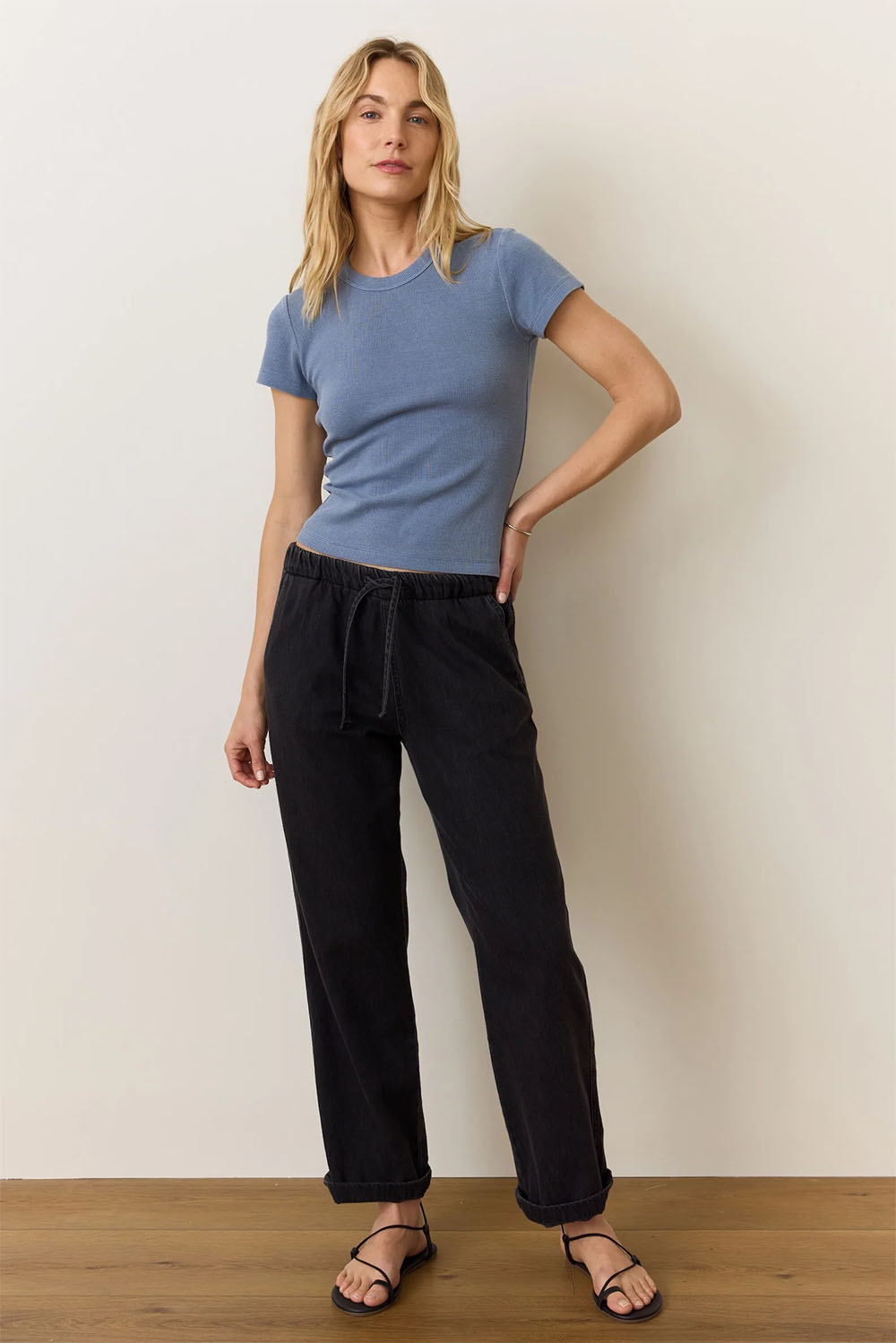Marine Layer - Lexi Rib Sun-In Crew Tee - Graphite