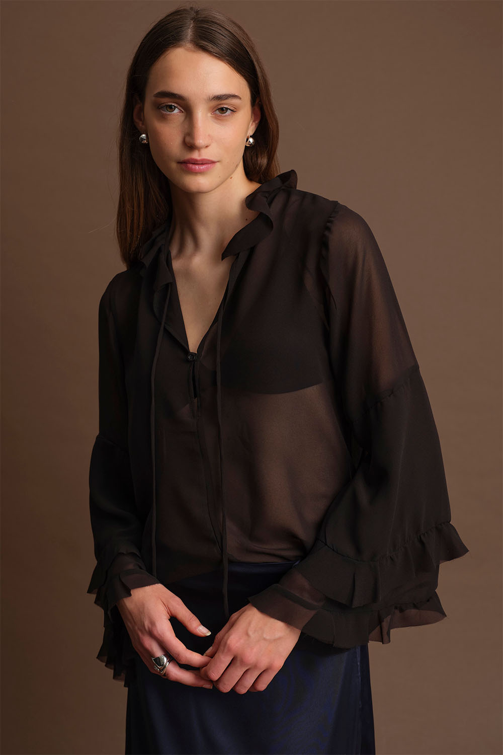 Deluc - Bradley Blouse - Black - Front