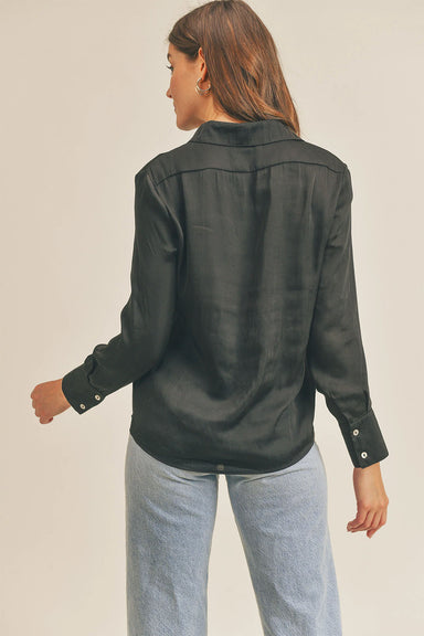 Reset by Jane - Piper Button Blouse - Black - Back
