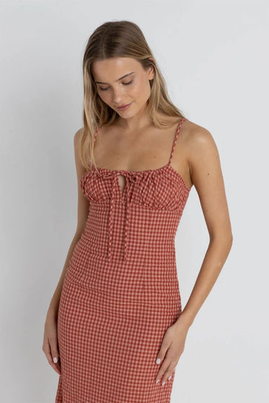 Rhythm - Lola Check Maxi Dress - Red - Front