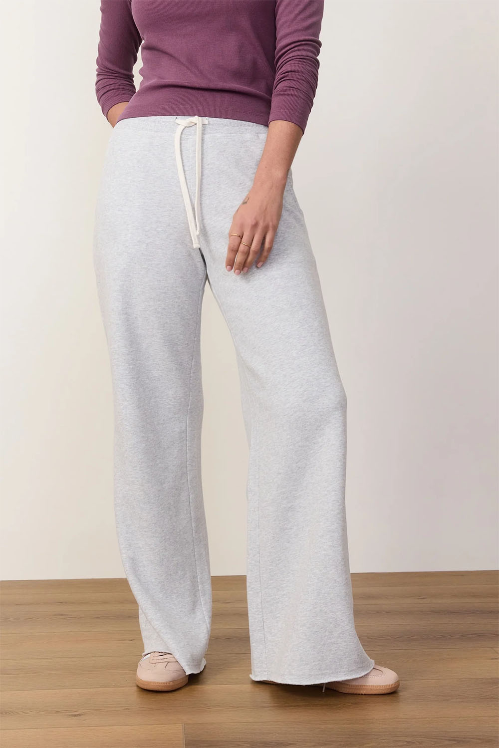 Marine Layer - Cloud 9 Wide Leg Sweatpant - Heather Grey - Front