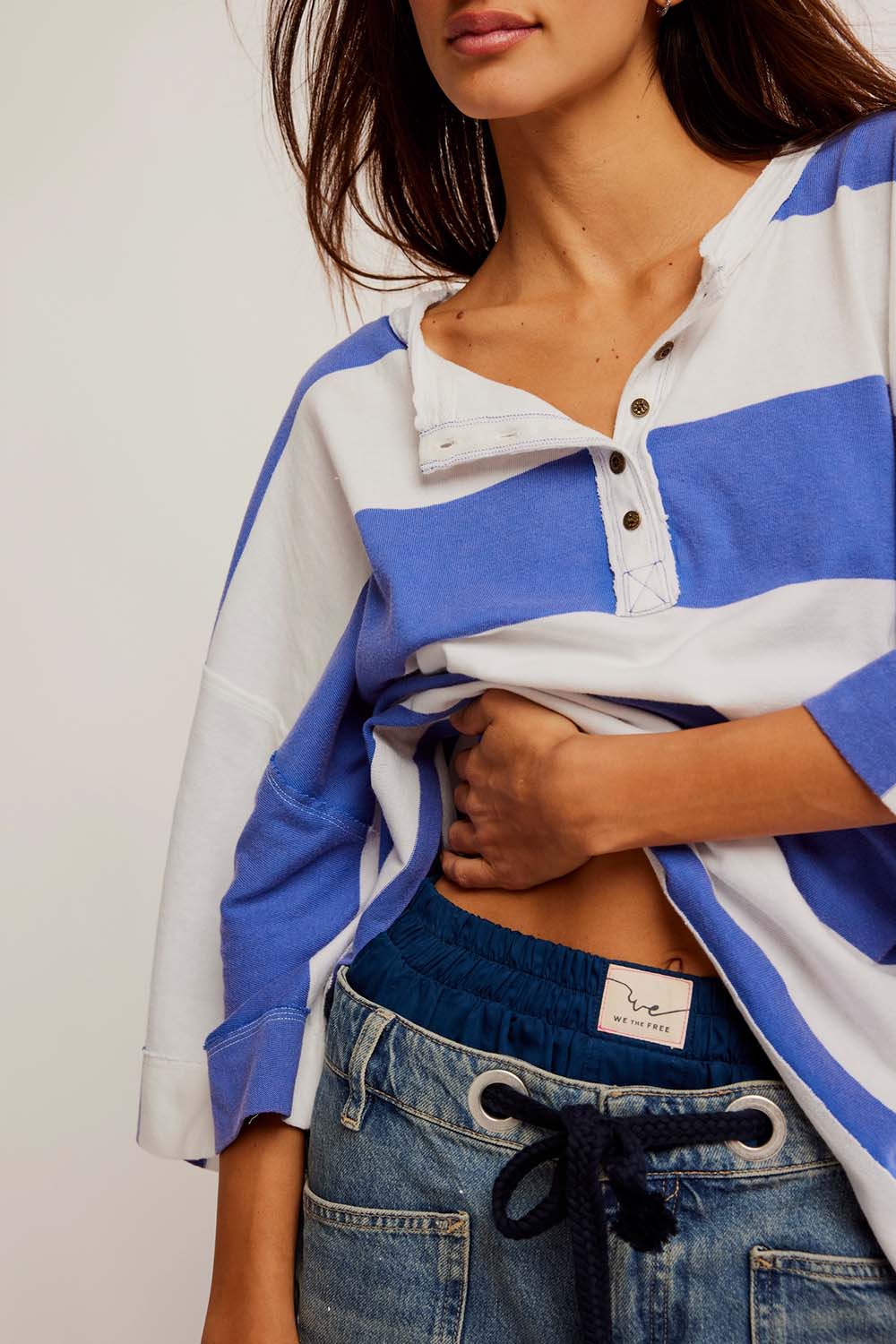 Free People - Wonderful Tee - Blue Combo - Detail