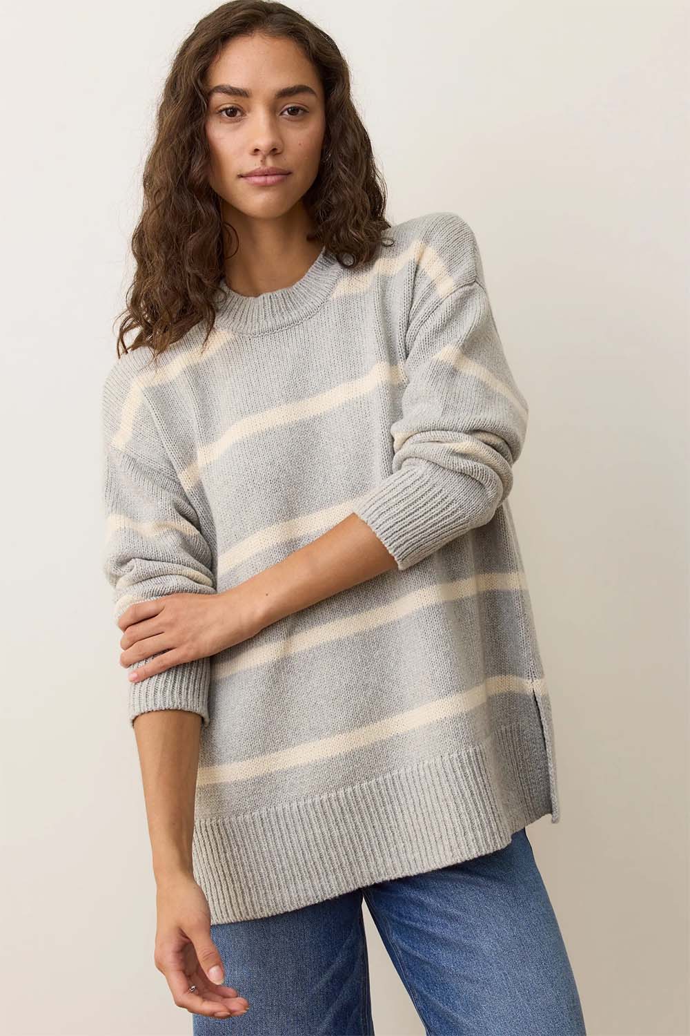 Marine Layer - Berkeley Crewneck - Fog Stripe - Front