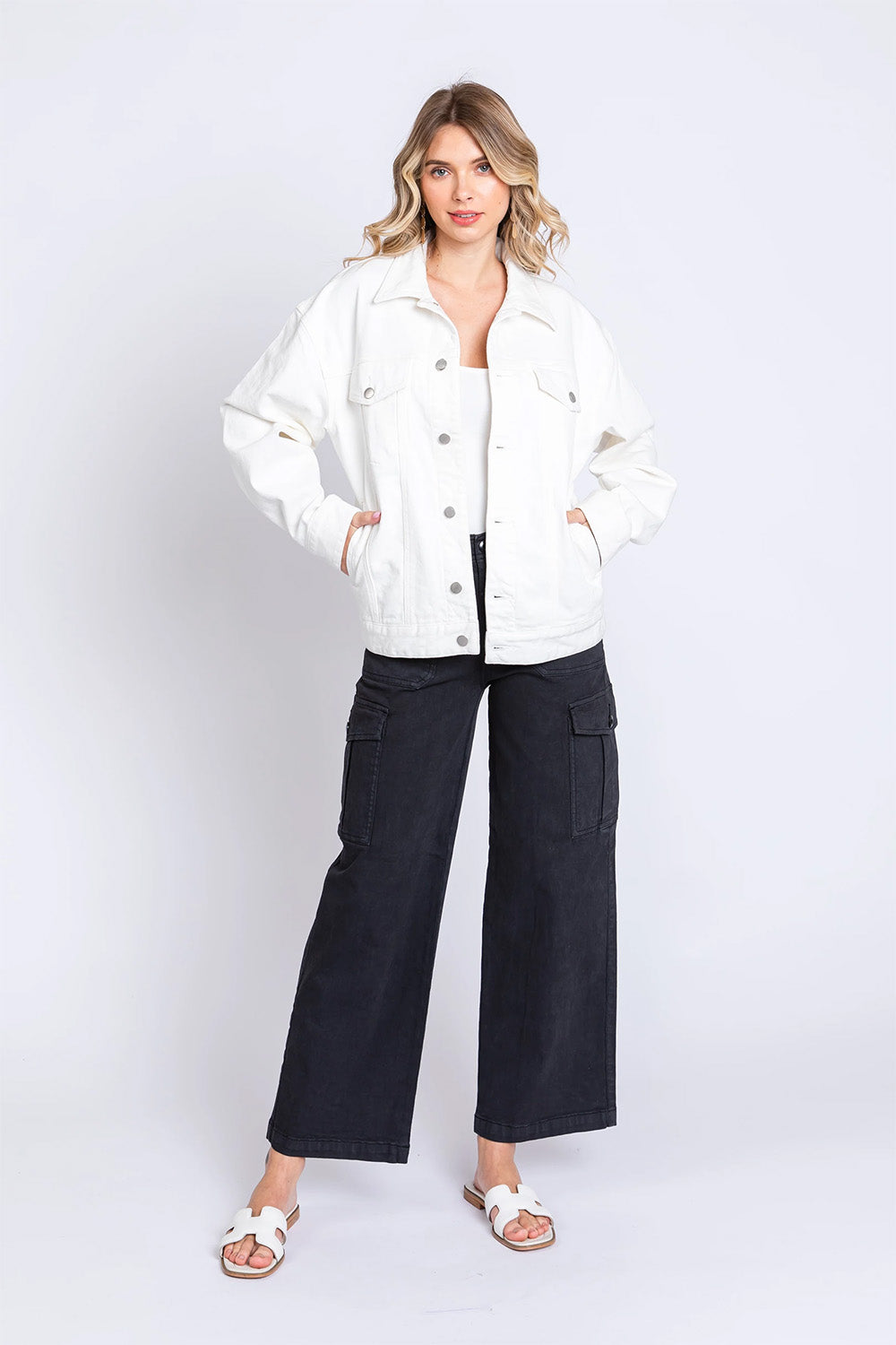 Letter to Juliet - Oversized Denim Jacket - White - Front