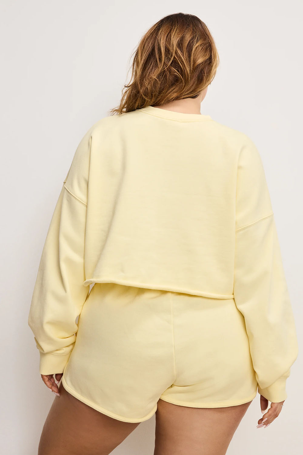 Good American - Terry Cropped Crewneck - Light Ray - Plus Back