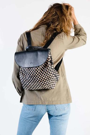 Able - Elsa Basketweave Backpack - Black/Tan - Model