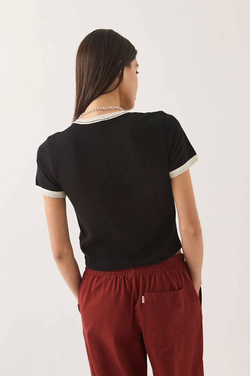 Brixton - Carefree Ringer Tee - Black/Off White - Back