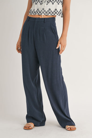 Sage the Label - Sandy Cove Pleated Pants - Navy - Front