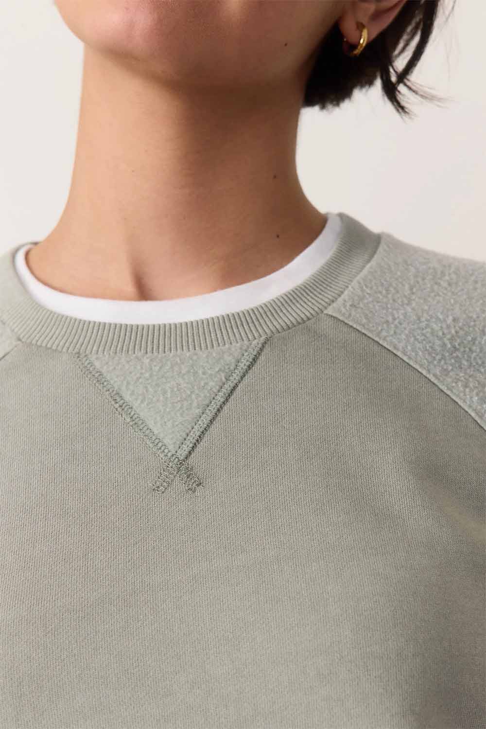 Marine Layer - Cloud 9 Crop Sweatshirt - Shadow - Detail