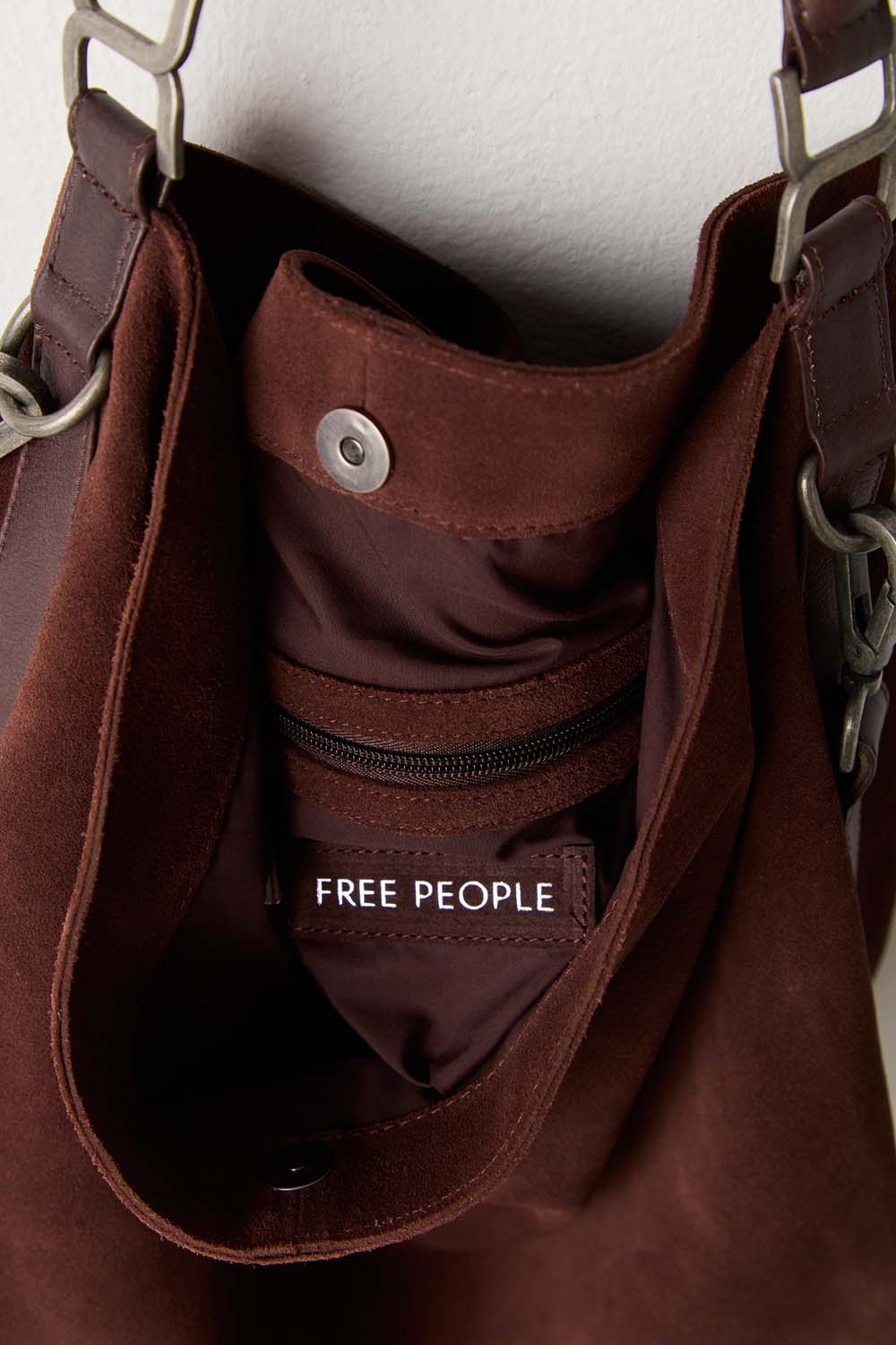 Free People - Suzie Suede Slouch Tote - Espresso - Interior