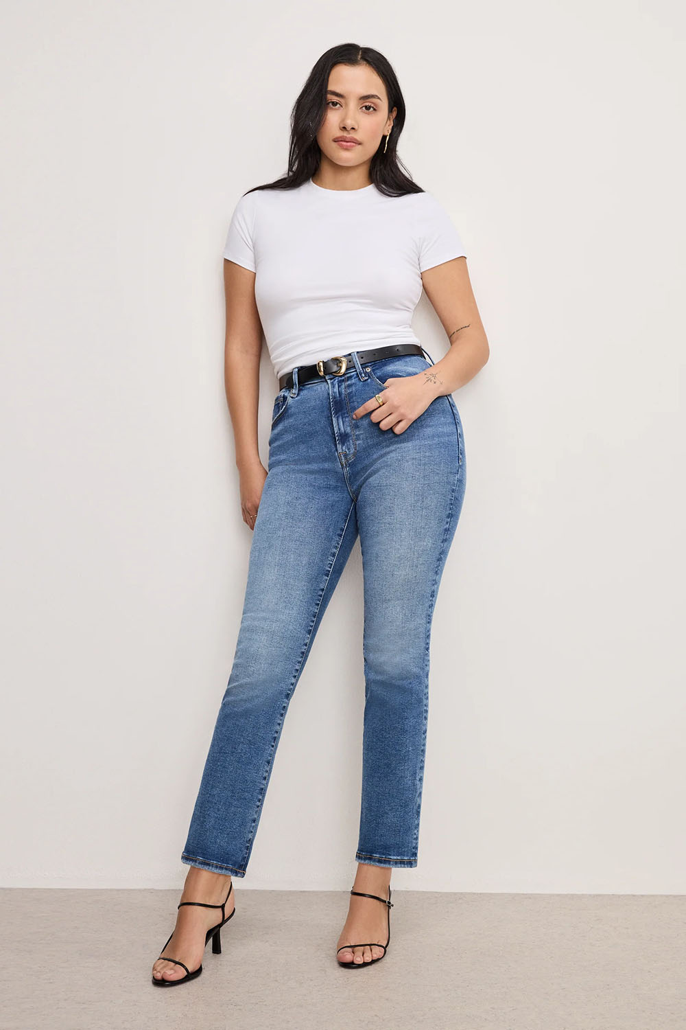 Good American - Always Fits Straight Jeans - Indigo - Medium Front