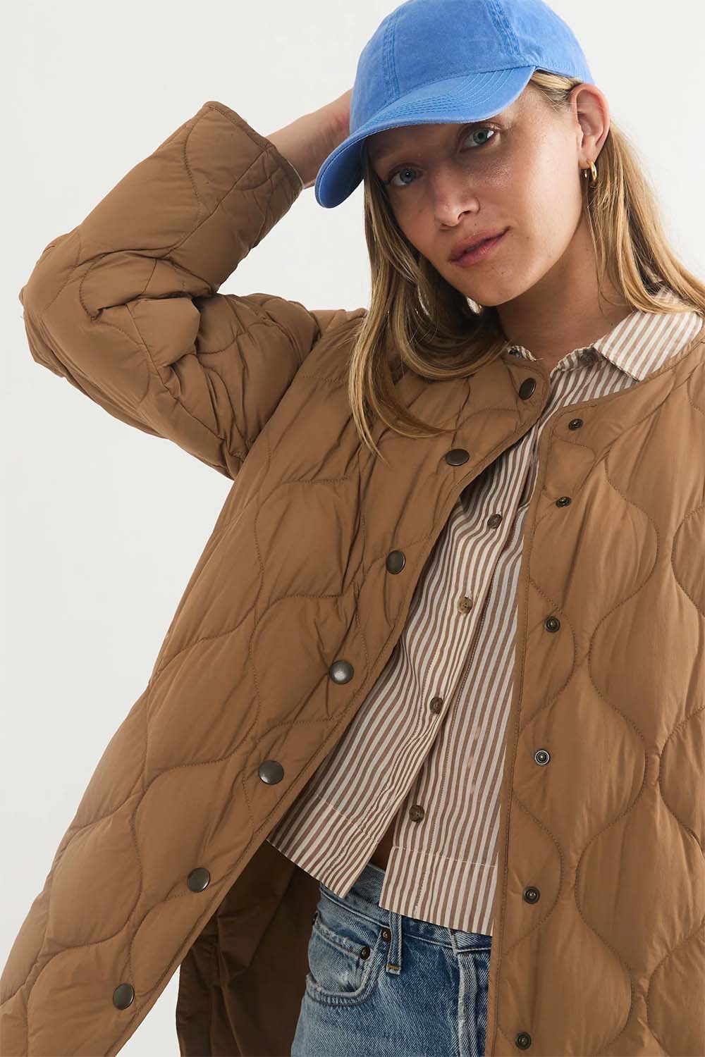 Marine Layer - Calista Quilted Jacket - Caramel - Detail