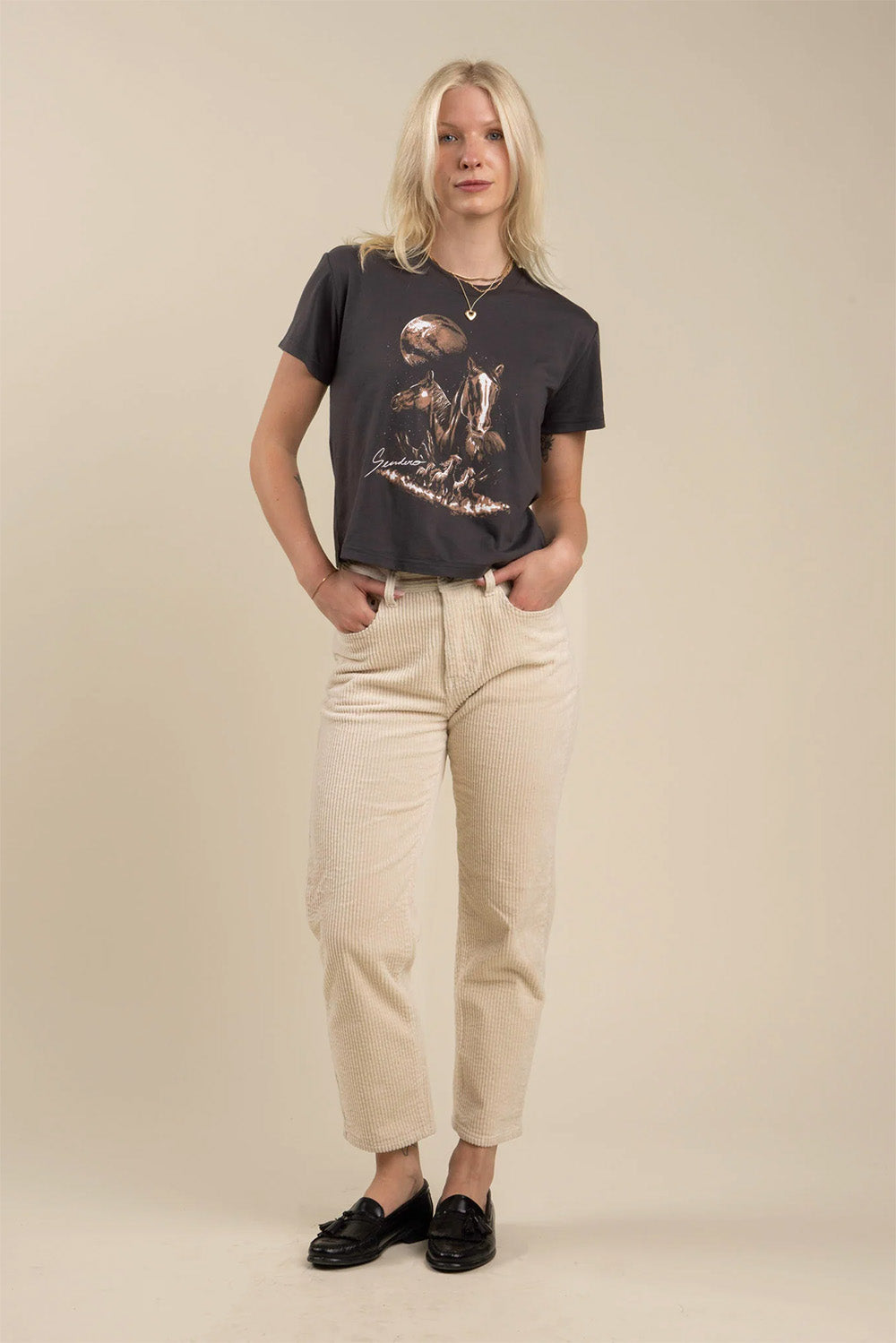 Sendero - Midnight Riders Crop Tee - Black - Front