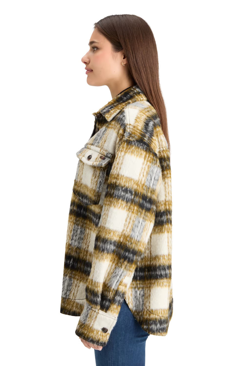Scotch & Soda - Brushed Check Wool Mix Jac Shirt - Olive Check - Side