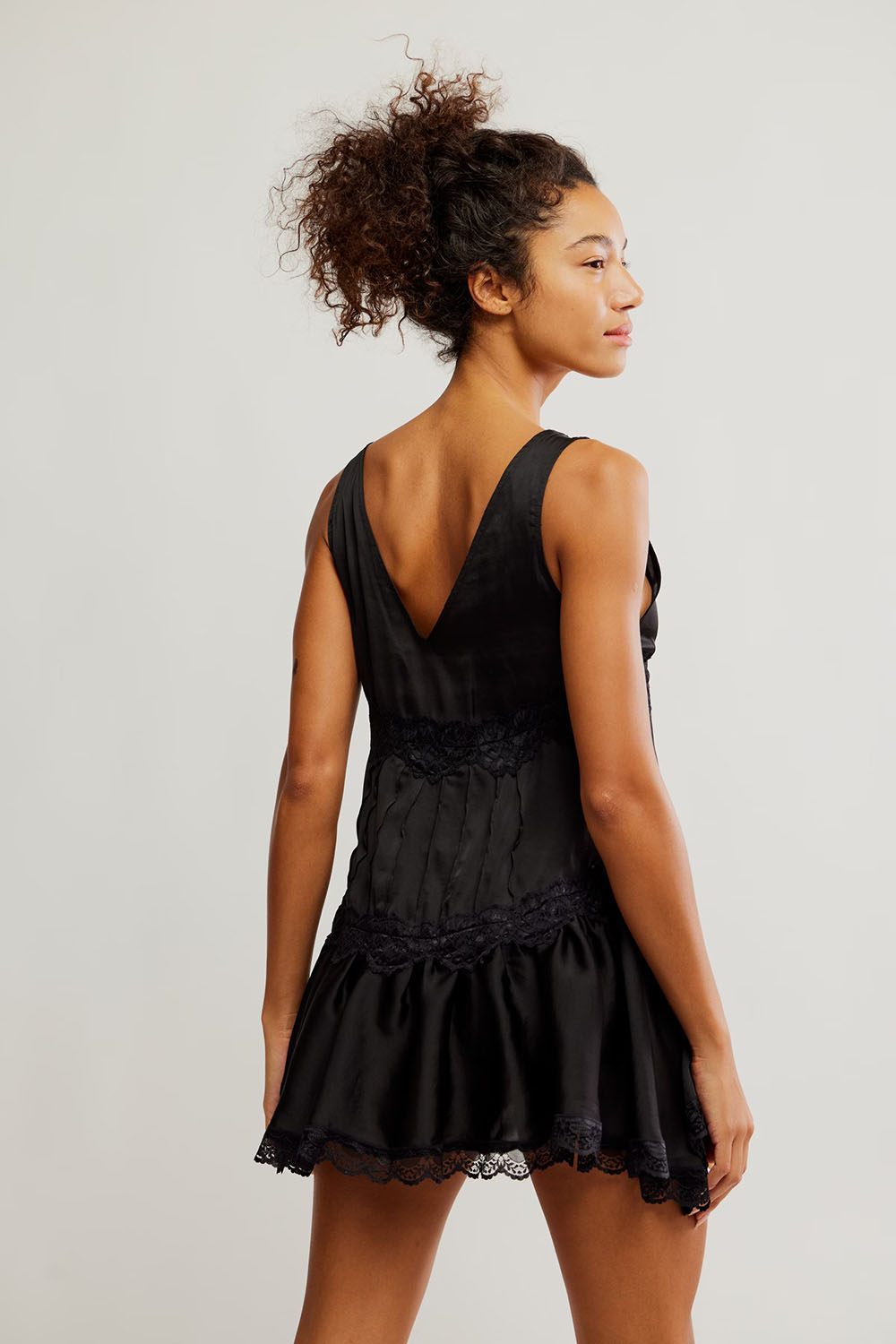 Free People - In This Groove Mini Slip - Washed Black - Back