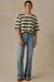 Faherty Hemp Blend Vintage Tee in Olive Stripe — Styled view