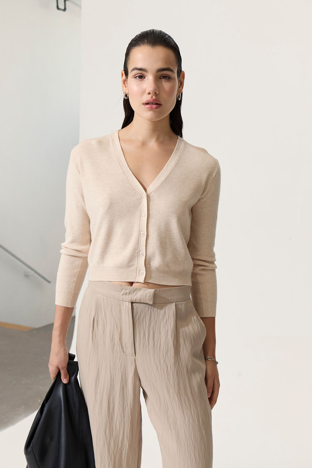 Deluc - Melfi Cardigan - Ecru Melange - Front