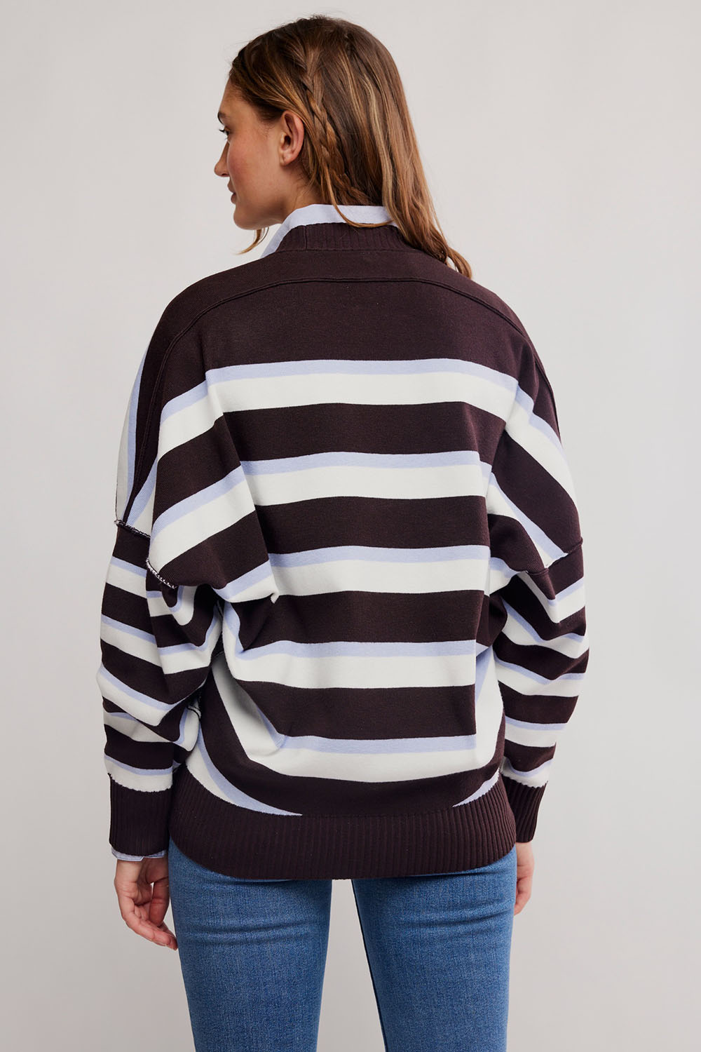 Free People - Stripe Alma Pullover - Chocolate Combo - Back