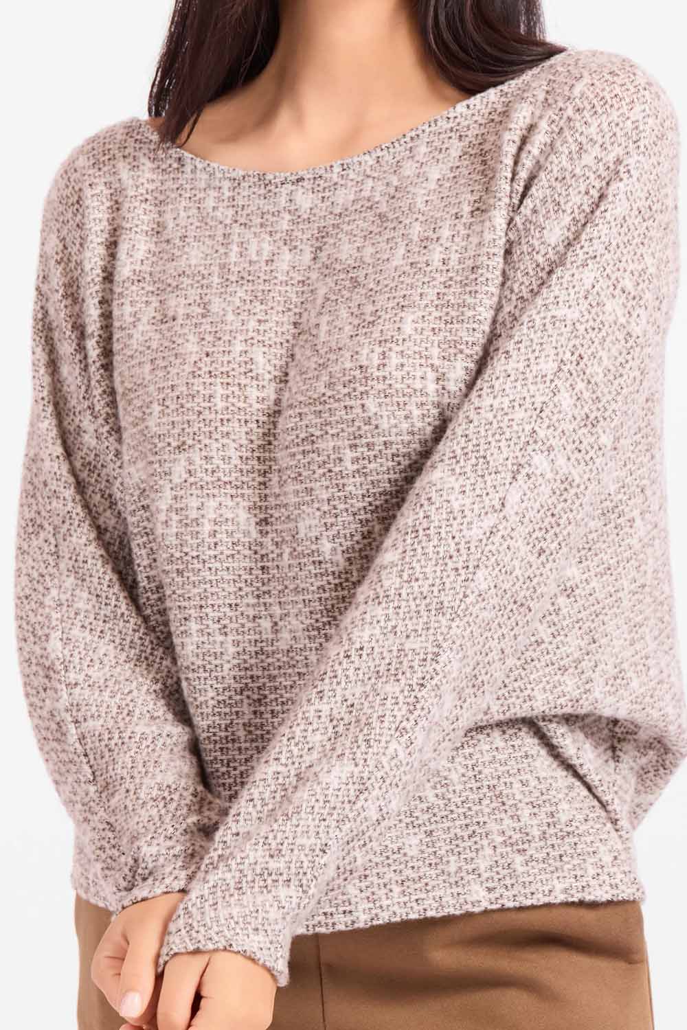 Sadie & Sage - Billie Dolman Knit Top - Chocolate - Detail