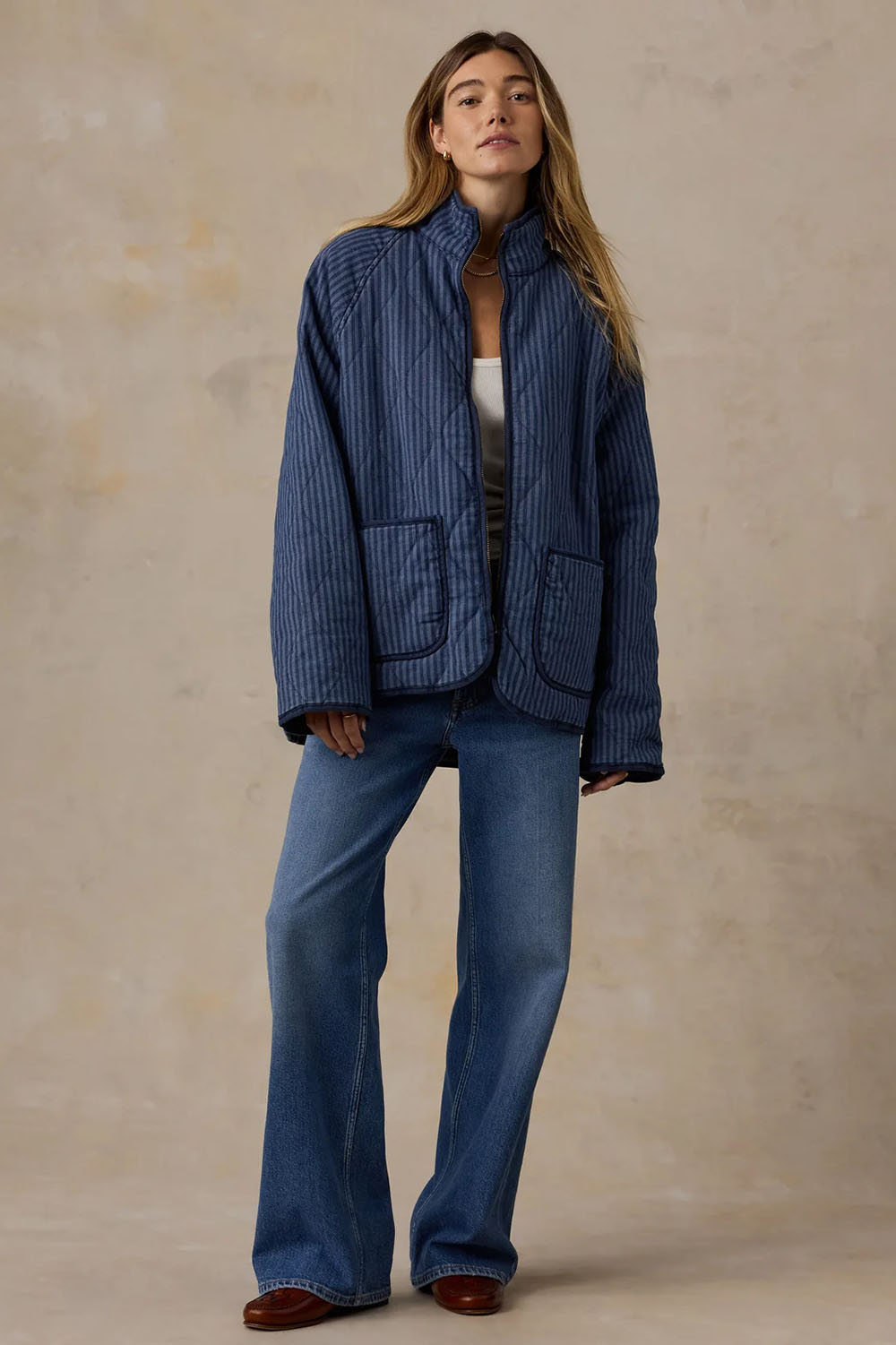 faherty topsail quilted jacket riverline stripe