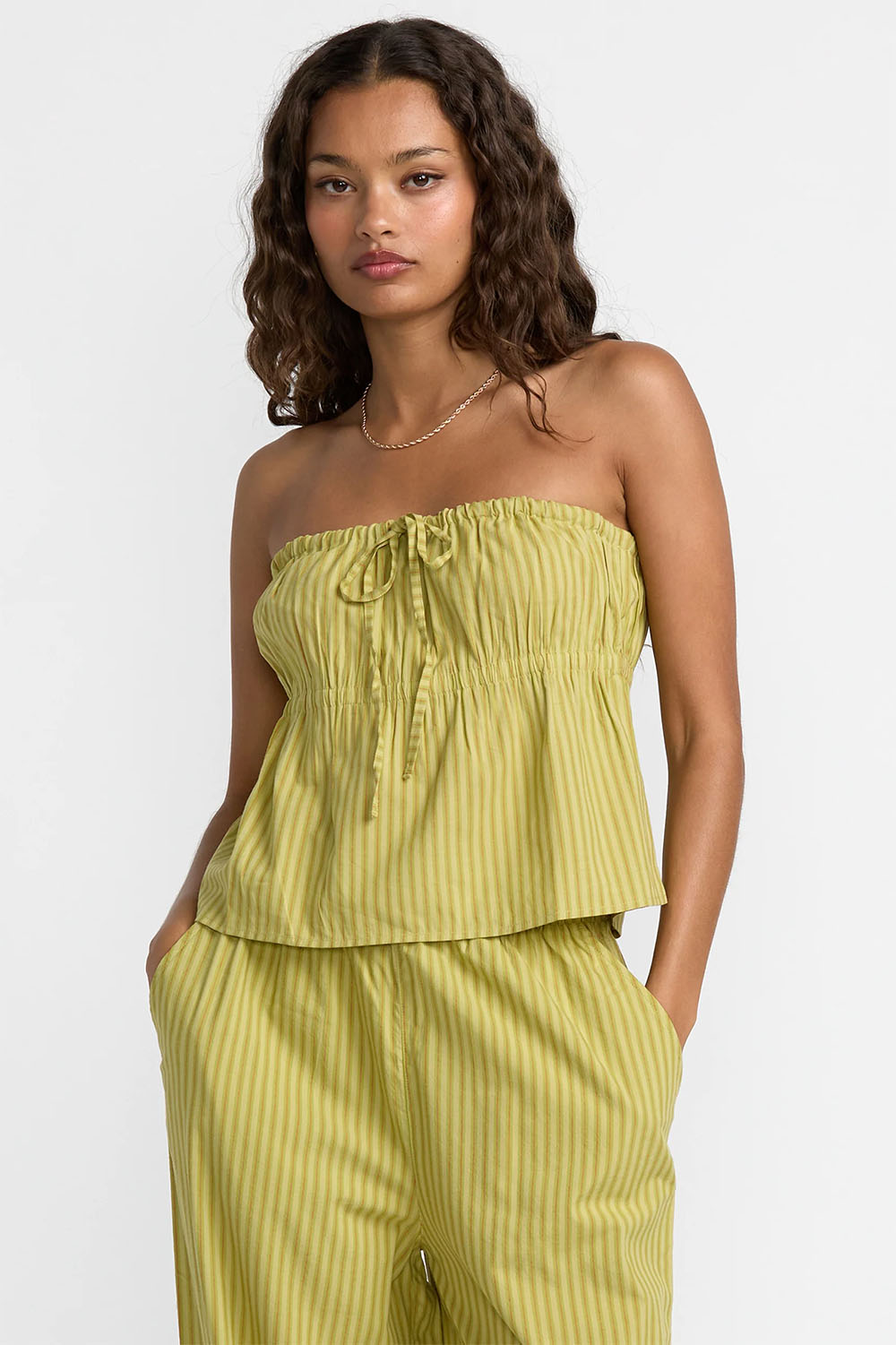 RVCA - Peyton Tube Top - Martini Olive - Front