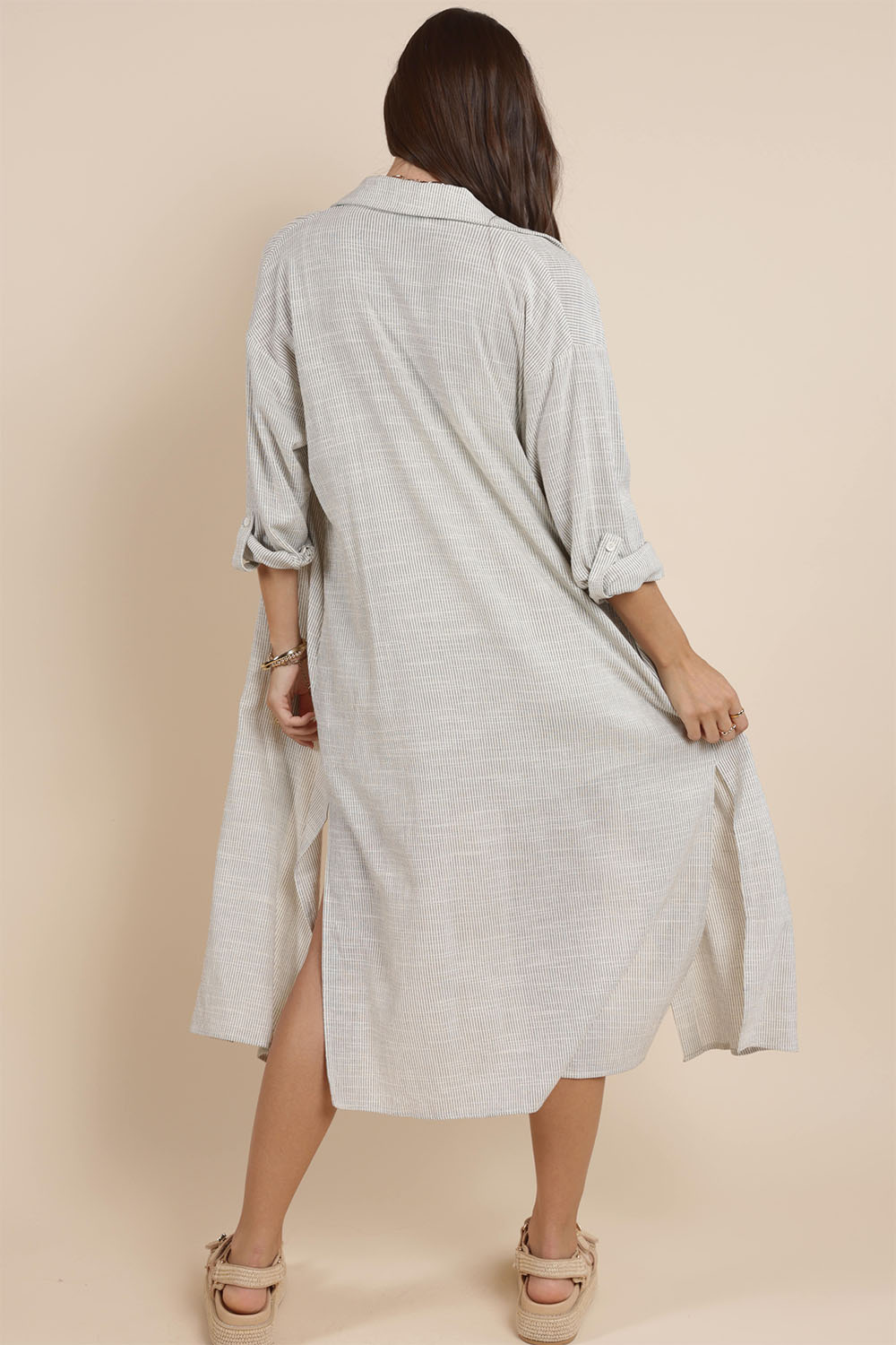 Sadie & Sage - Mojave Duster Shirt Dress - Black Ivory - Back