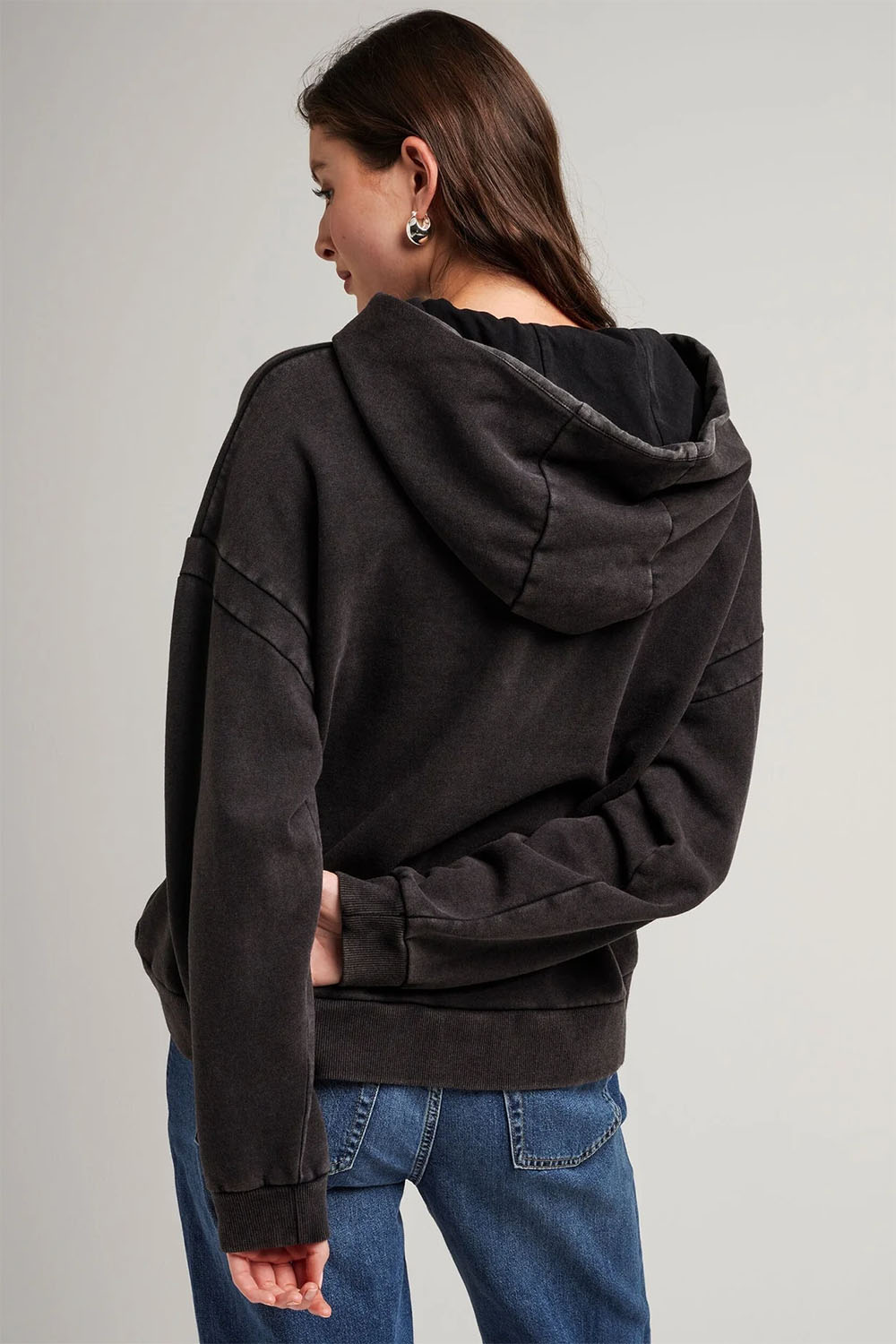 Richer Poorer - Recycled Fleece Hoodie - Mineral Black - Back