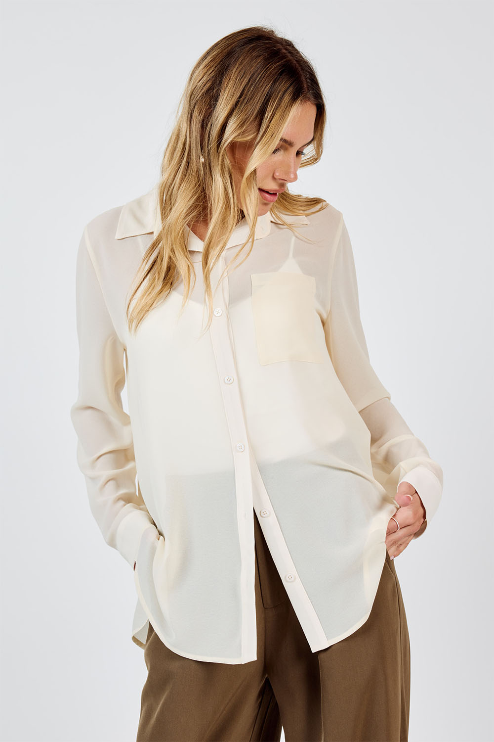Sadie & Sage - All Invited Button Up Shirt - Ivory - Front