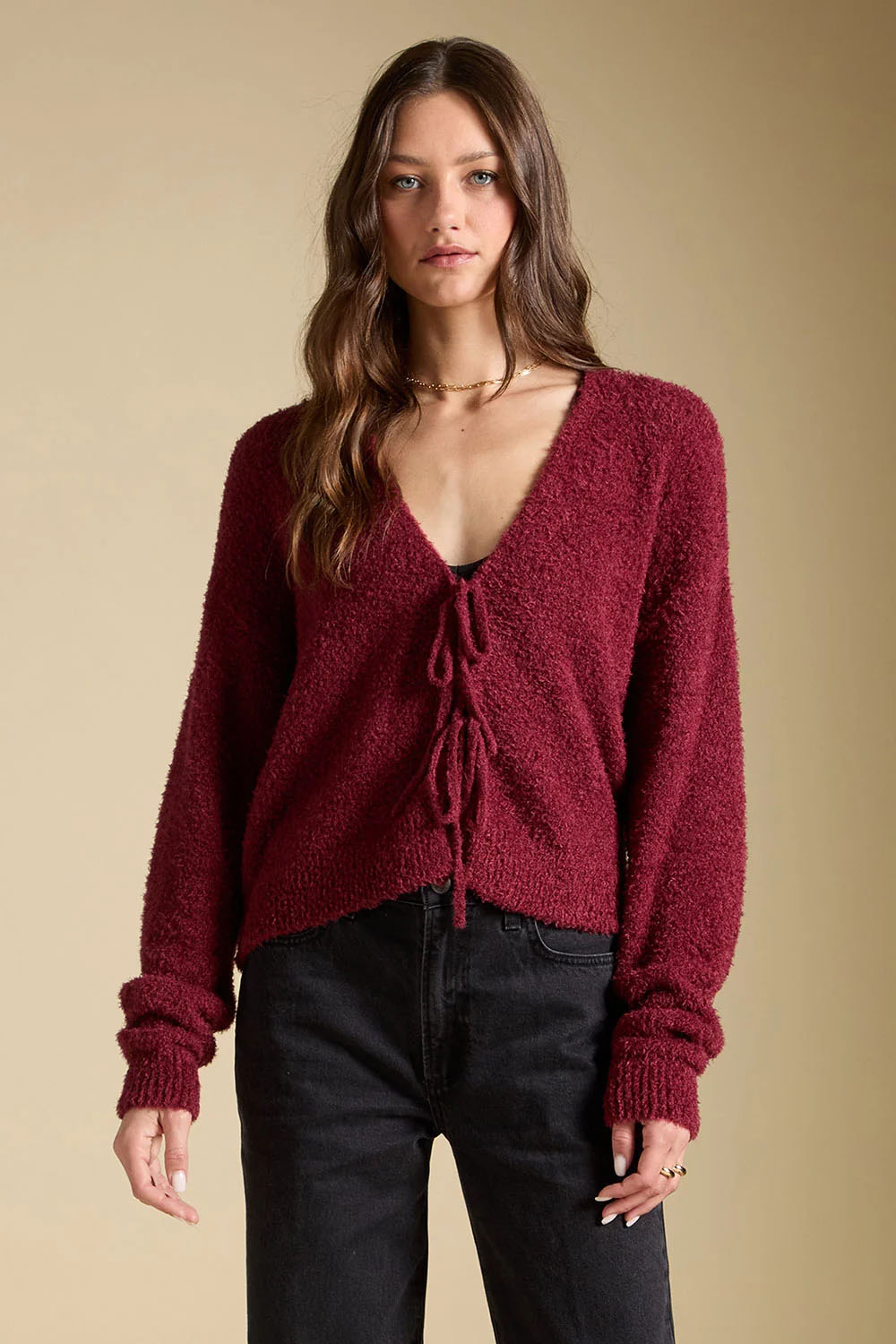 Saltwater Luxe Dovere Sweater in Merlot — Front view