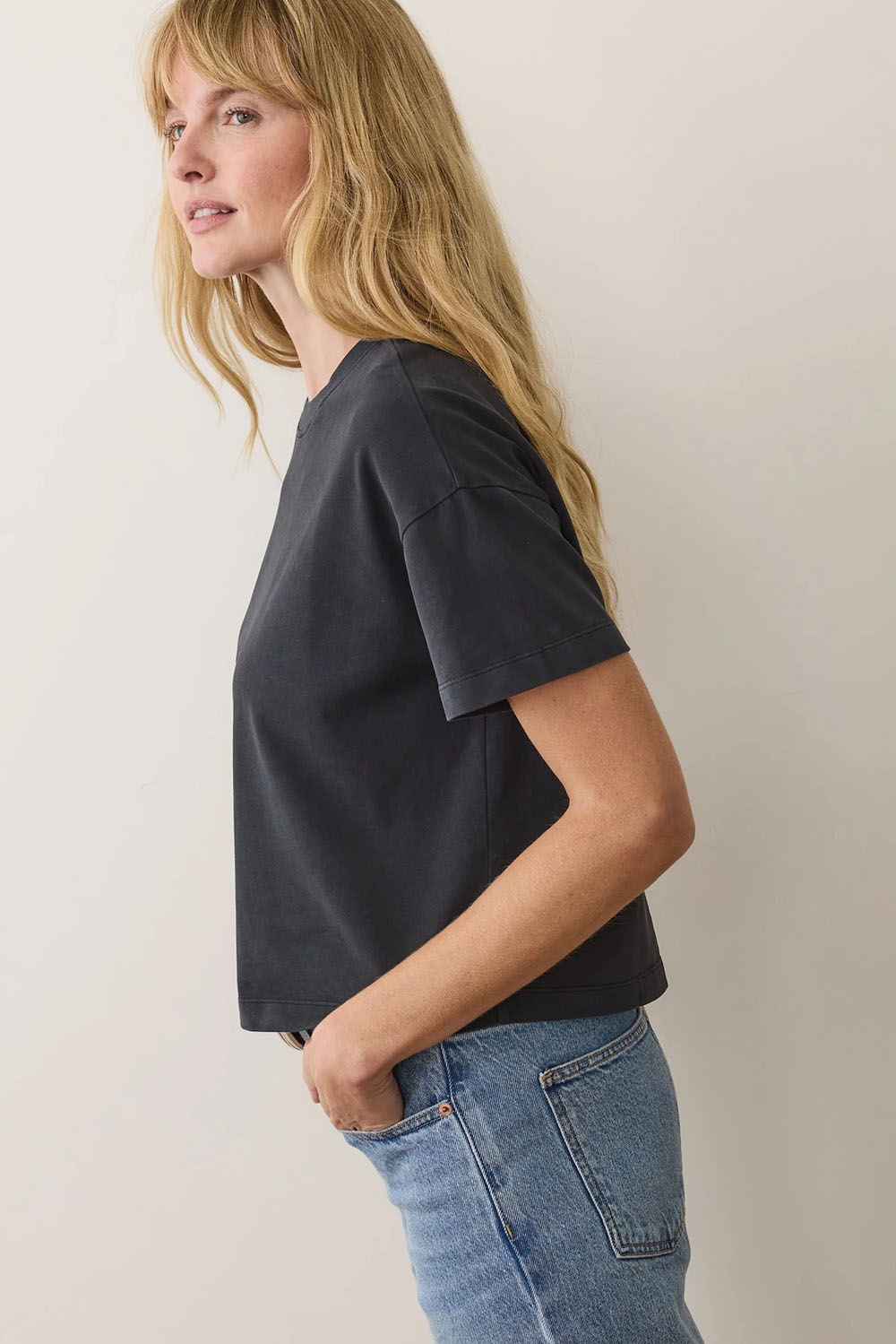 Marine Layer - Luxe Crew Tee - Black - Side