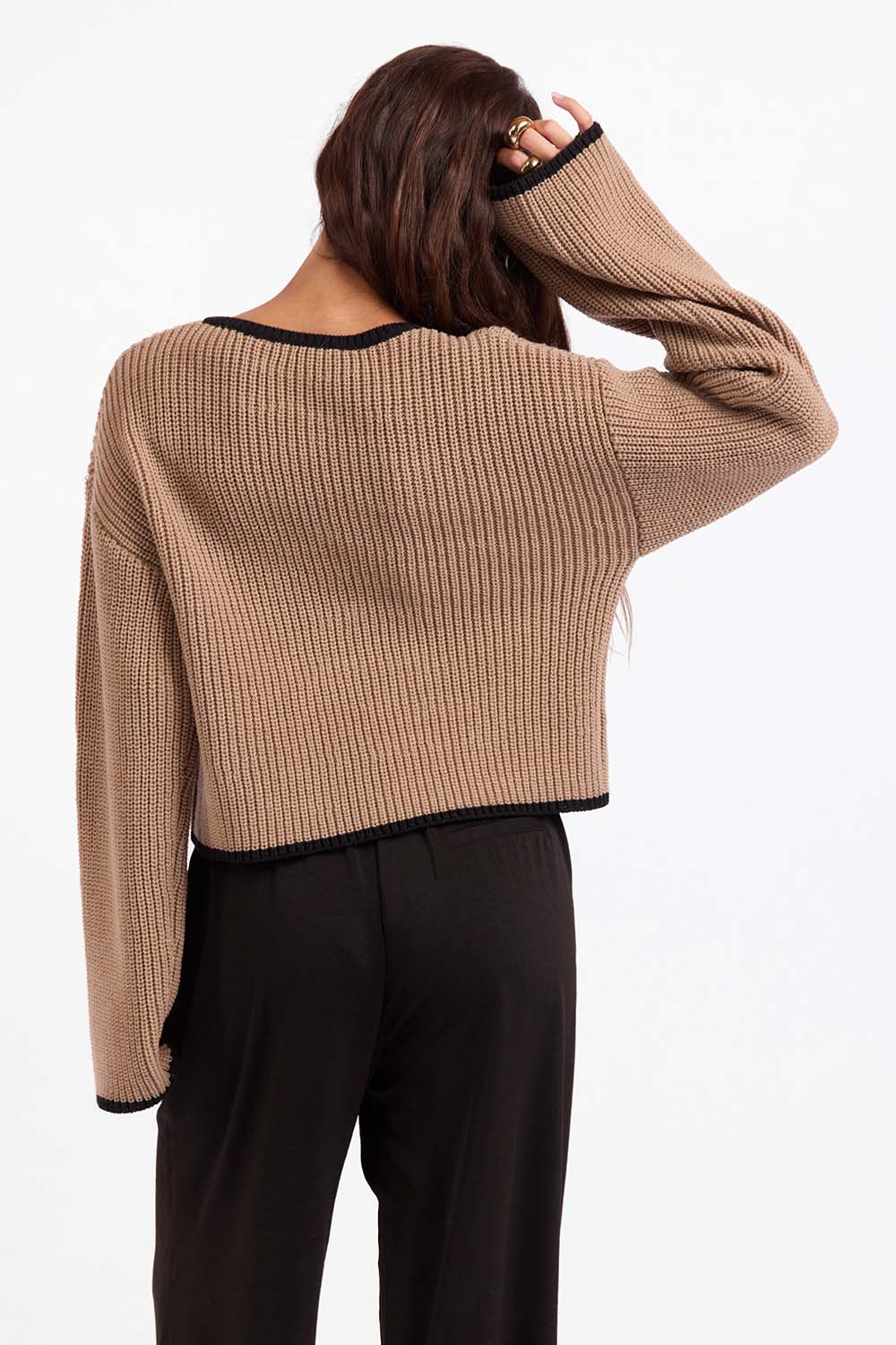 Sage the Label - Crisp Morning Sweater - Taupe Black - Back