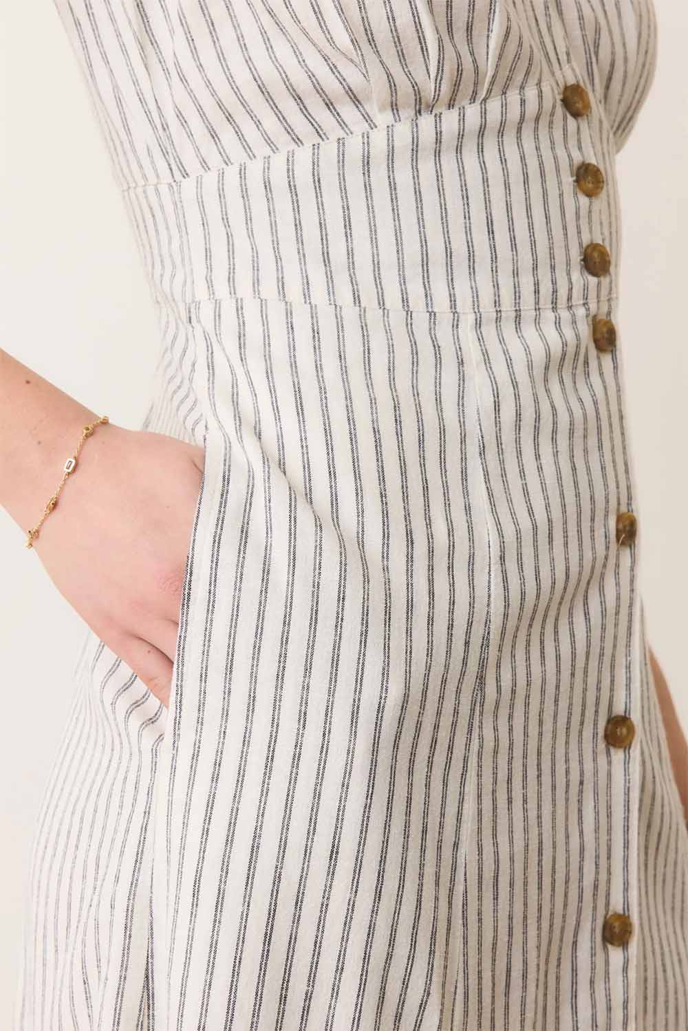Marine Layer - Camila Maxi Dress - Cream/Navy Stripe - Detail