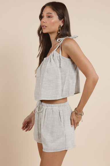 Sadie & Sage - Mojave Tie Strap Button Tank - Black Ivory - Side