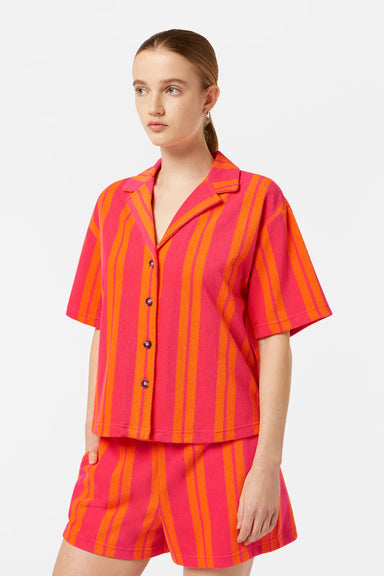 Scotch & Soda - Towelling SS Shirt - Electric Pink/Orange Stripe