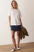 Marine Layer Miracle Jersey Crew Tee in Antique White — Full-body view, styled