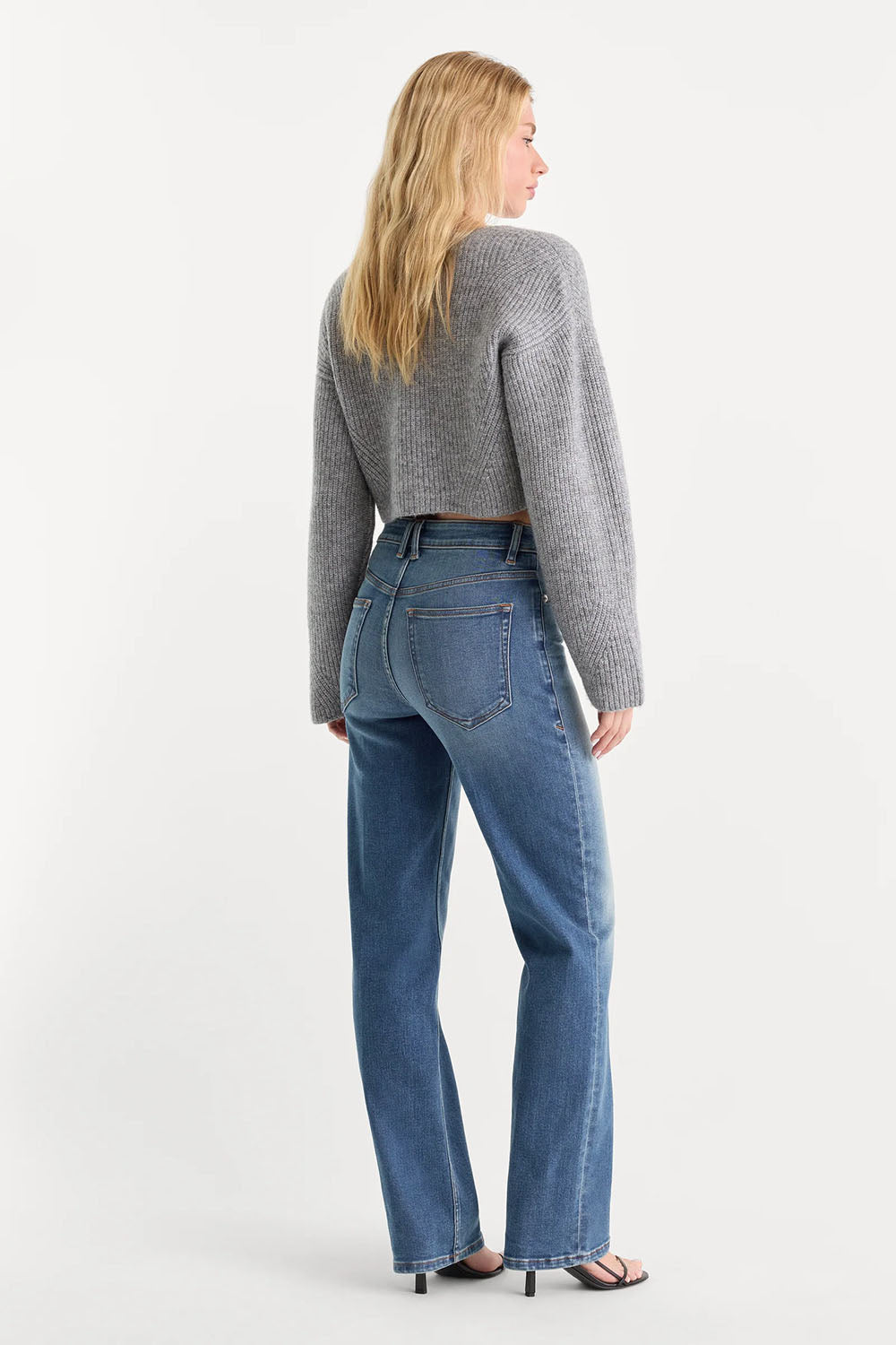 Good American Soft Tech True Straight Jean in Crestview — Back view