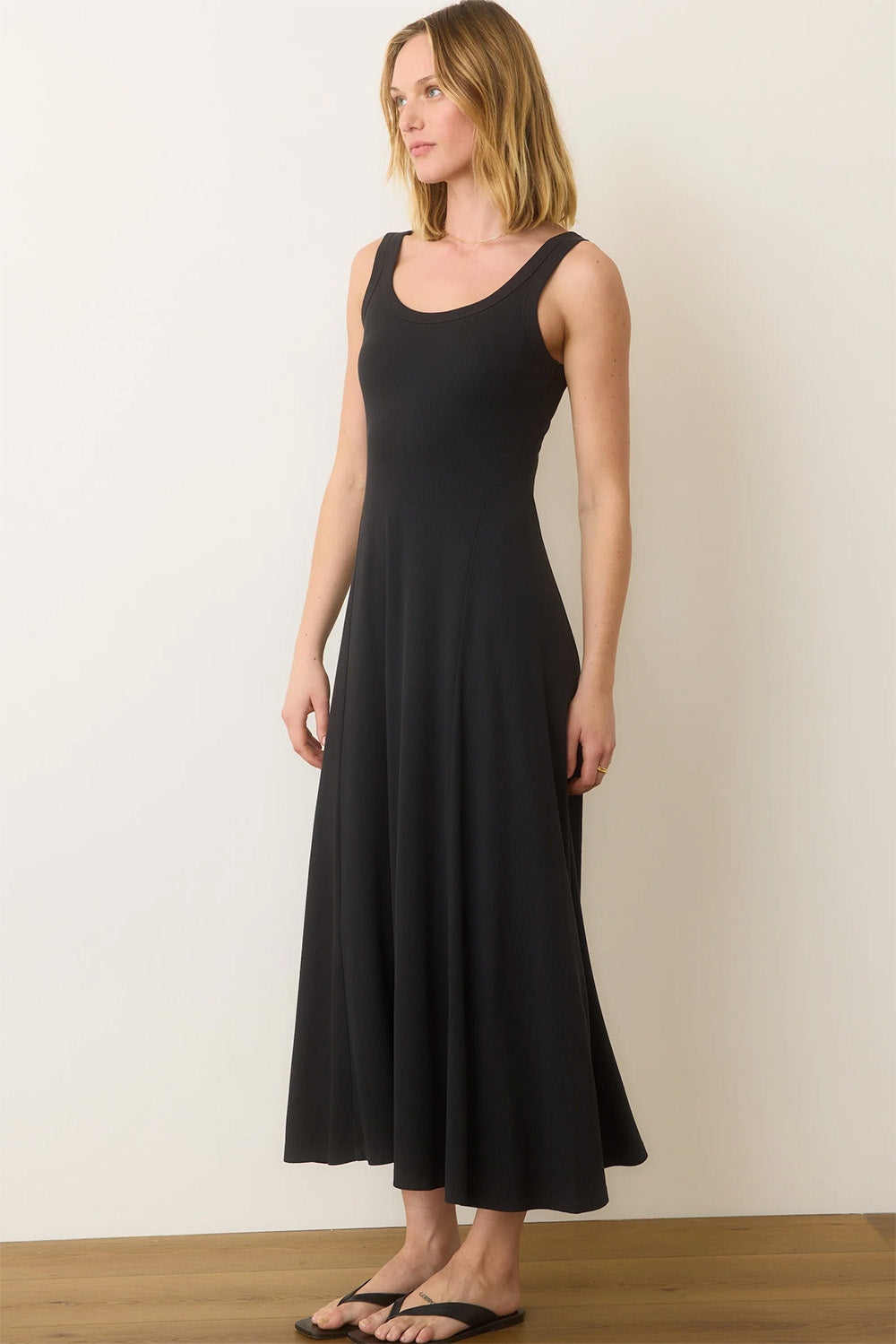 Marine Layer - Lexi Rib Sun-In Scoop Neck Dress - Black - Side