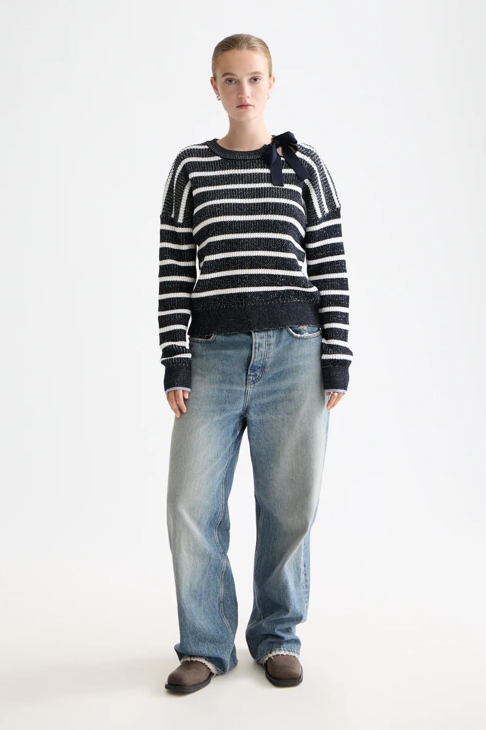 Scotch & Soda - Stripe Tie Neck Pullover - Sky Captain Stripe