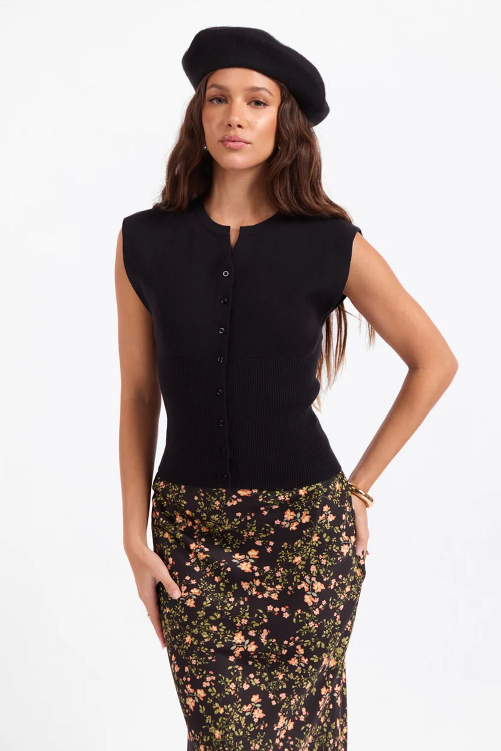 Sage the Label - Dollhouse Button Front Sweater - Black - Front