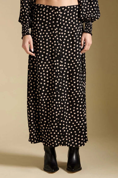 Saltwater Luxe Nolla Midi Skirt in Midnight — Front detail view