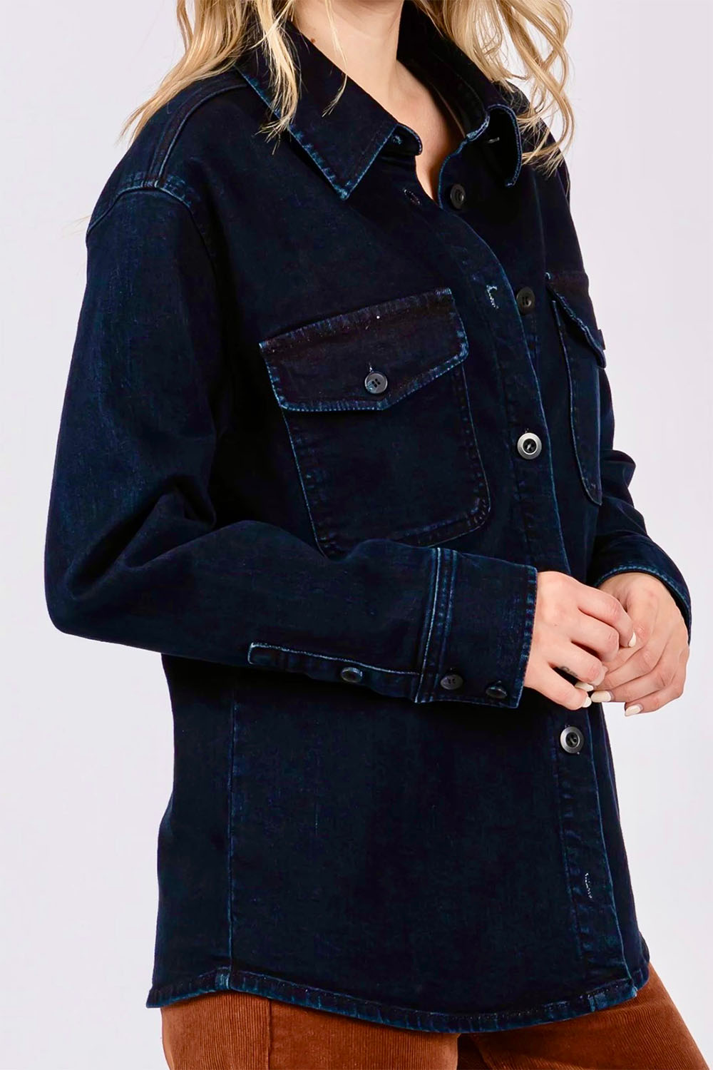 Letter to Juliet - Oversized Denim Shirt - Indigo - Side