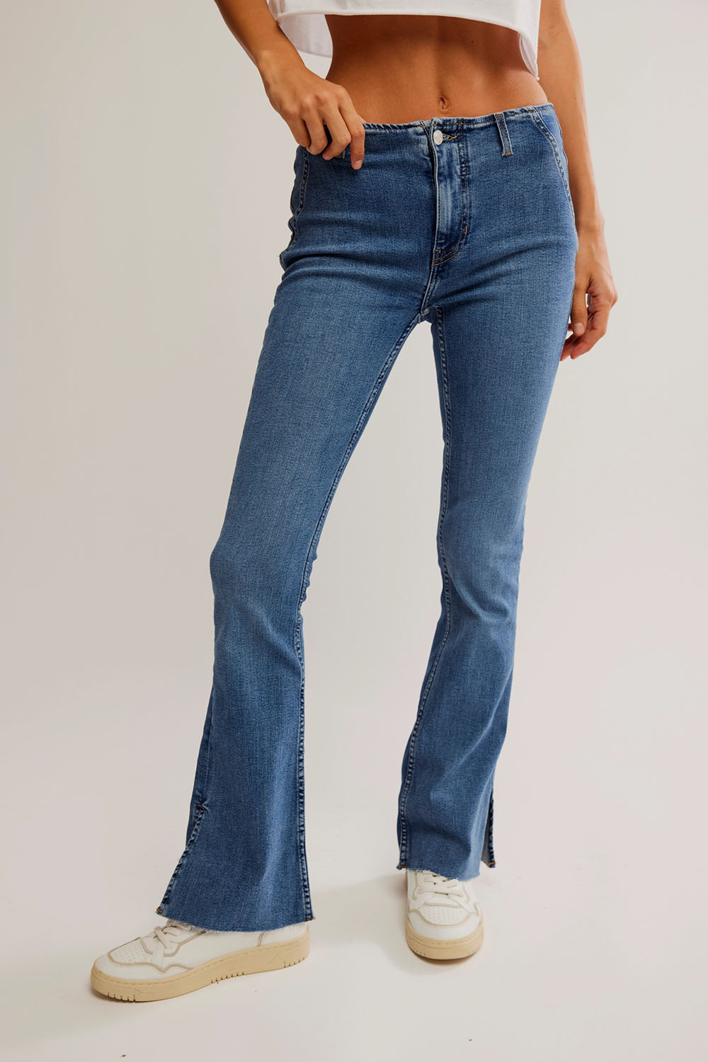 Free People - Level Up Slit Bootcut - Sunburst Blue - Front