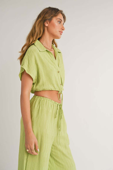 Sage the Label - Grazie Crop Shirt - Lime - Side