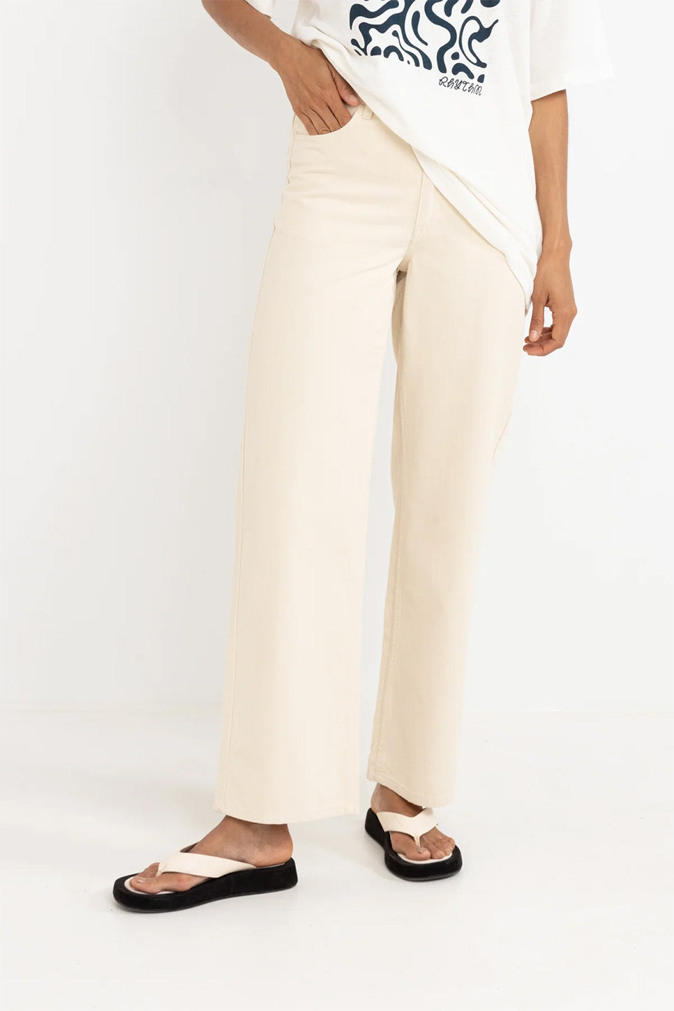 Rhythm - Beyond Relaxed Pant - Cream - Front