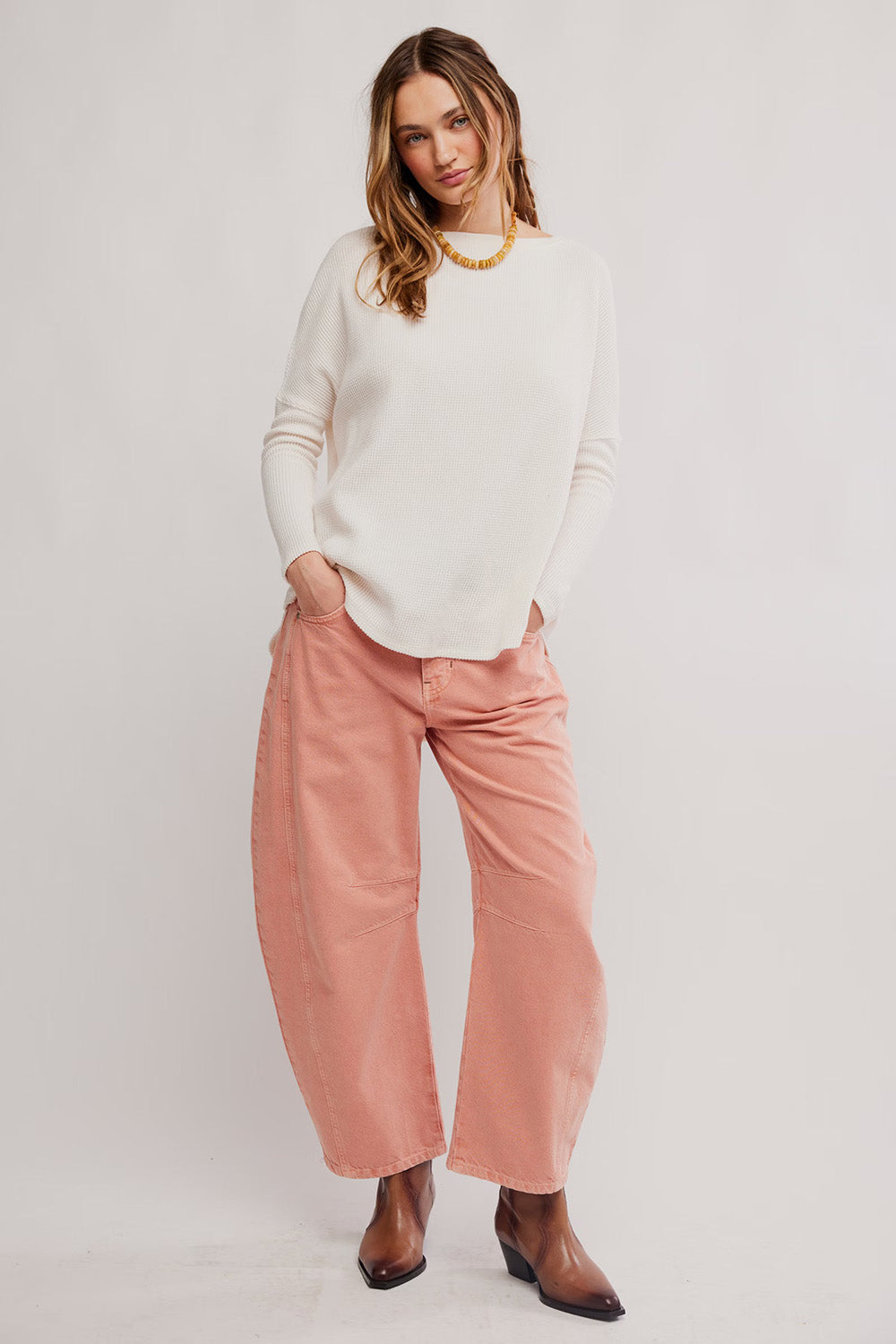 Free People - Latte Blues Thermal Solid - Sugar Swizzle - Front