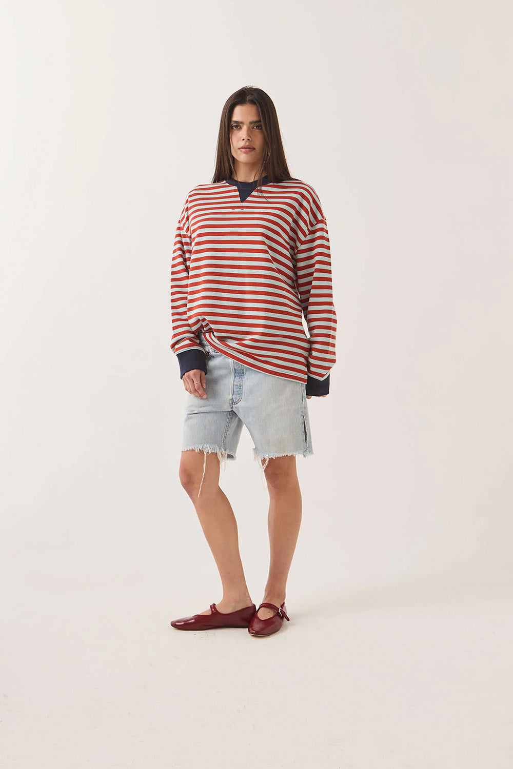 Brixton - Retro Long Sleeve Crew - Sea Grass/Rust - Front