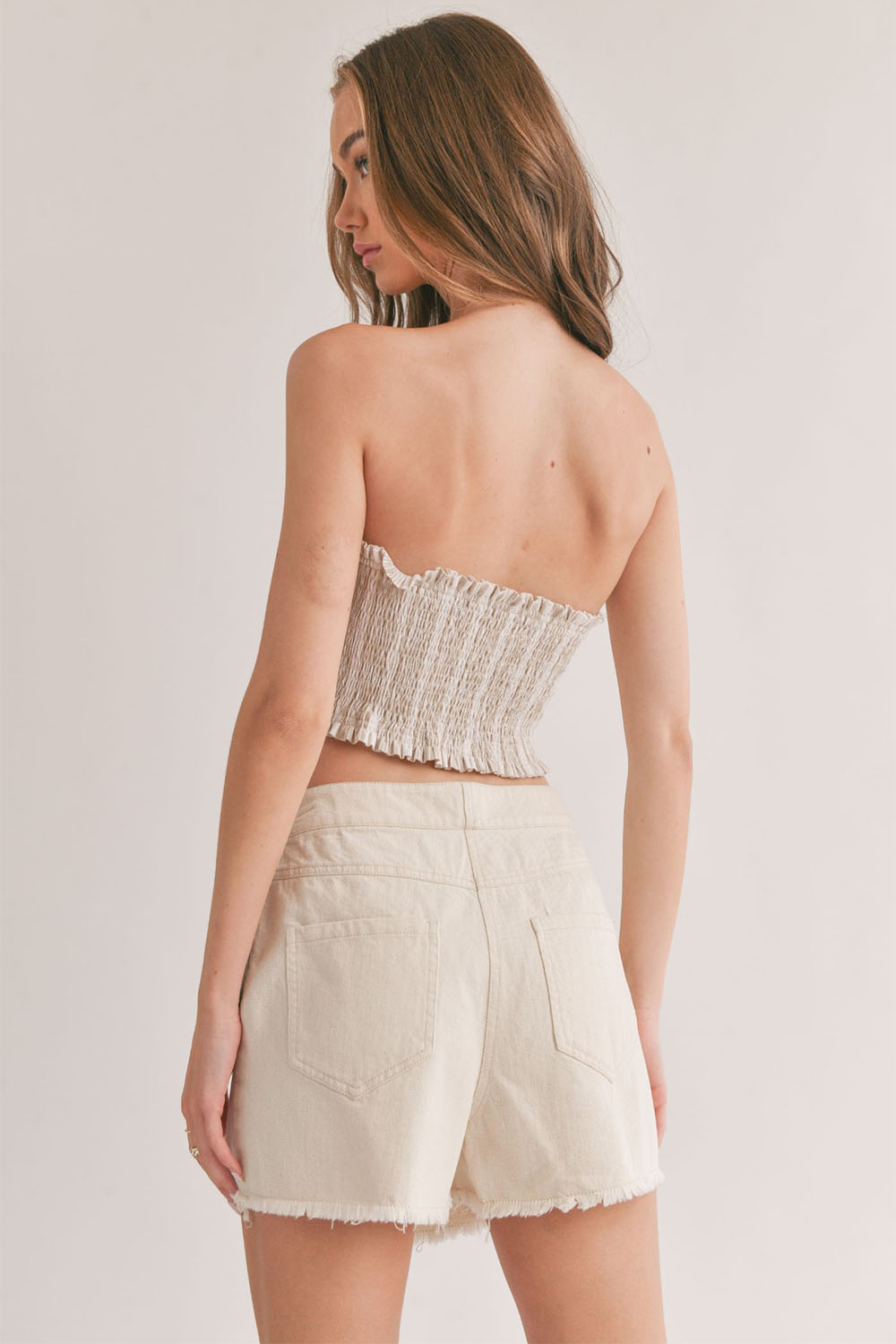 Sage the Label - Harmonize Hanky Tube Top - Taupe White - Back