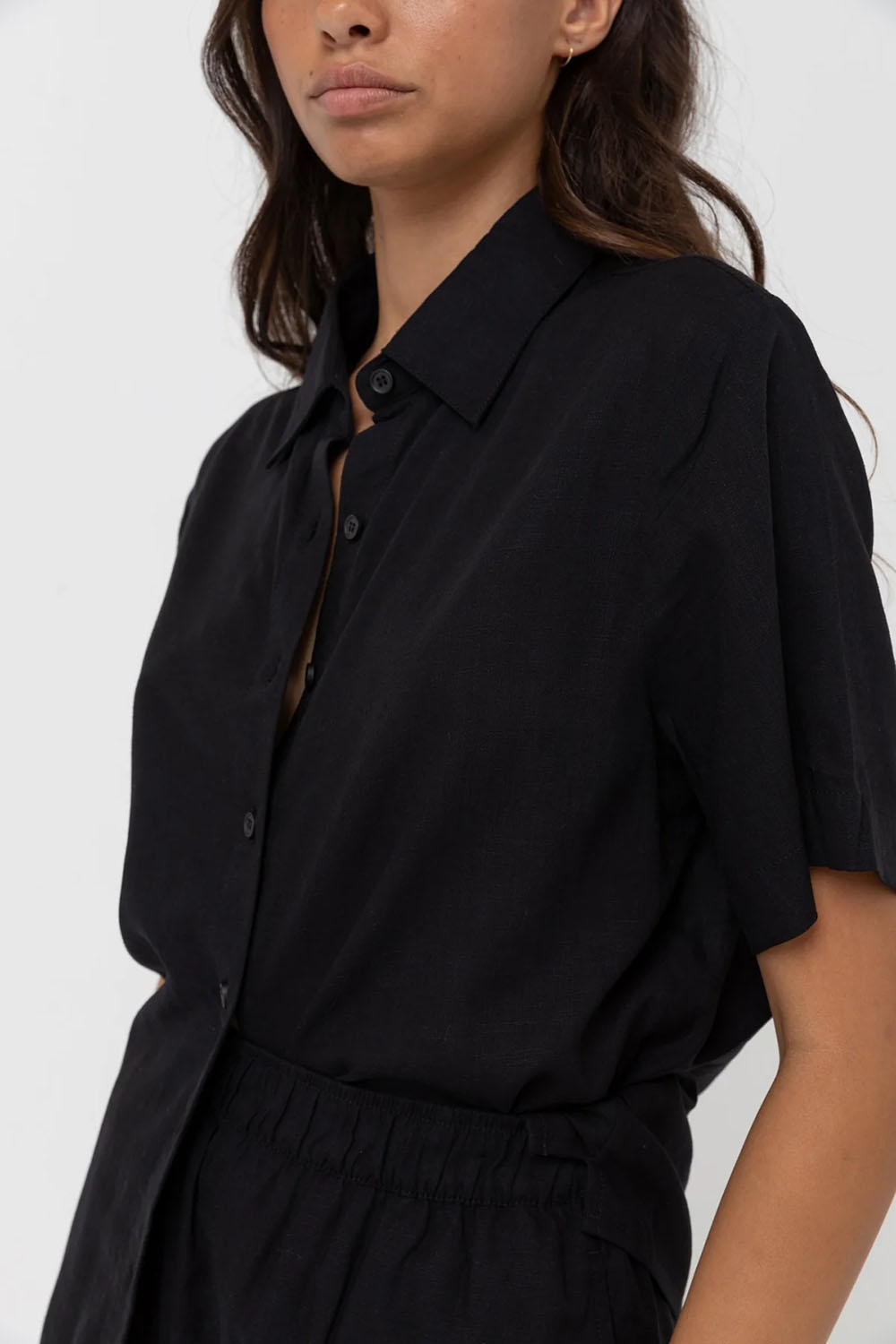 Rhythm - Classic Lounge Shirt - Black - Detail