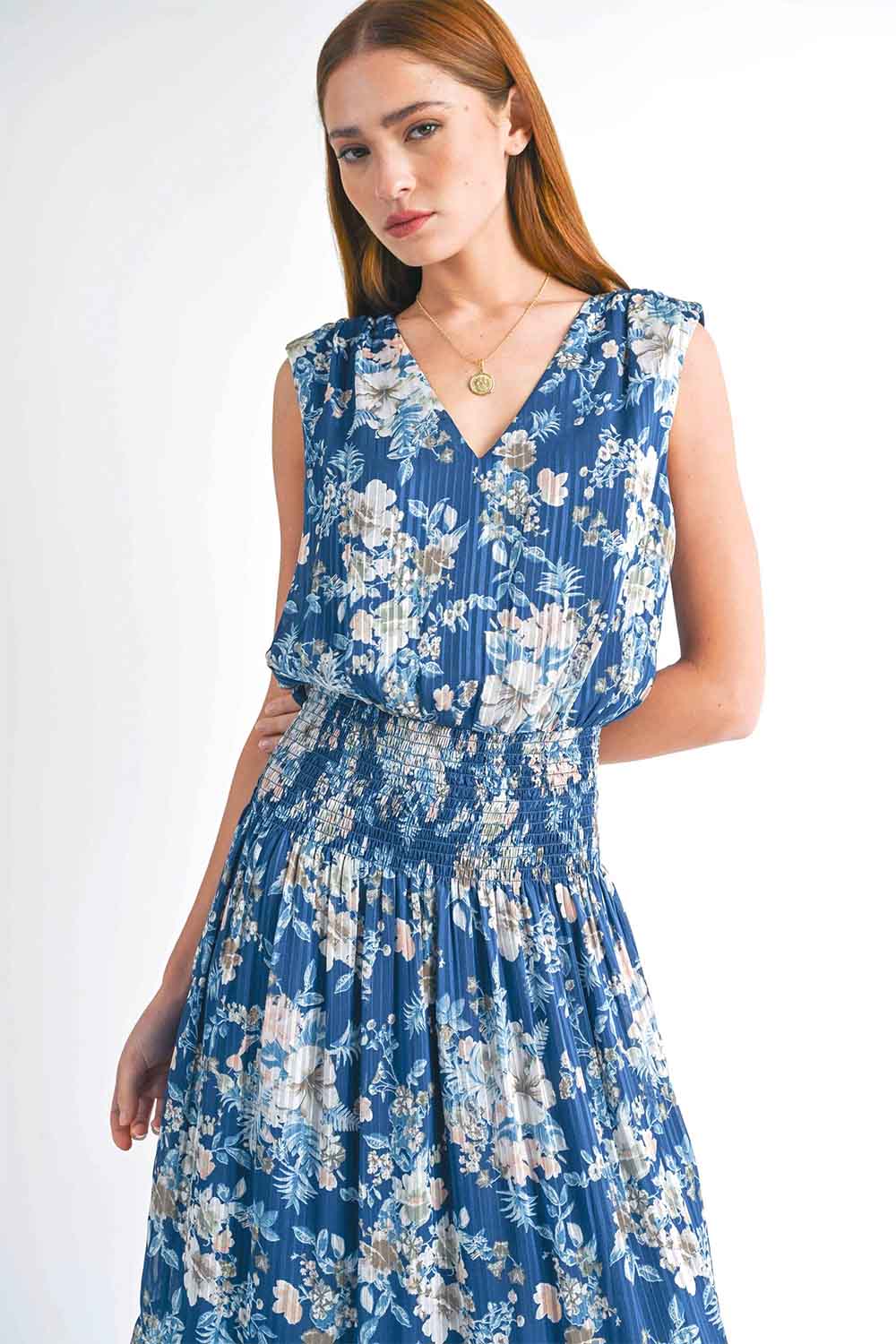 Reset by Jane - Ariel Midi Dress - Navy Floral